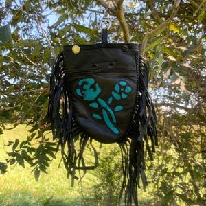 🌵Black Leather Fringe Small Medicine Bag🌵